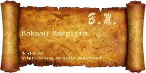 Baksay Margitta névjegykártya